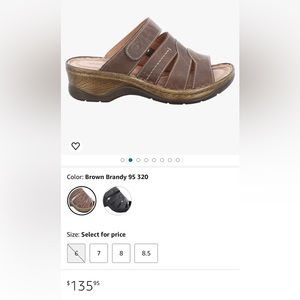 Joseph Seibel 7-7.5 Brandy Brown Catalonia 49 Slip On Leather Sandals Orig $140